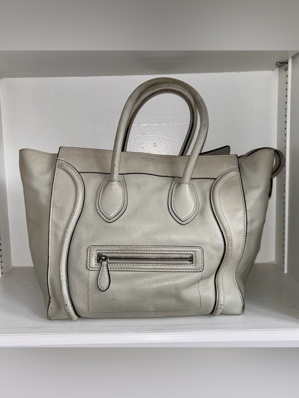 Celine Ivory leather Phantom Luggage Tote
